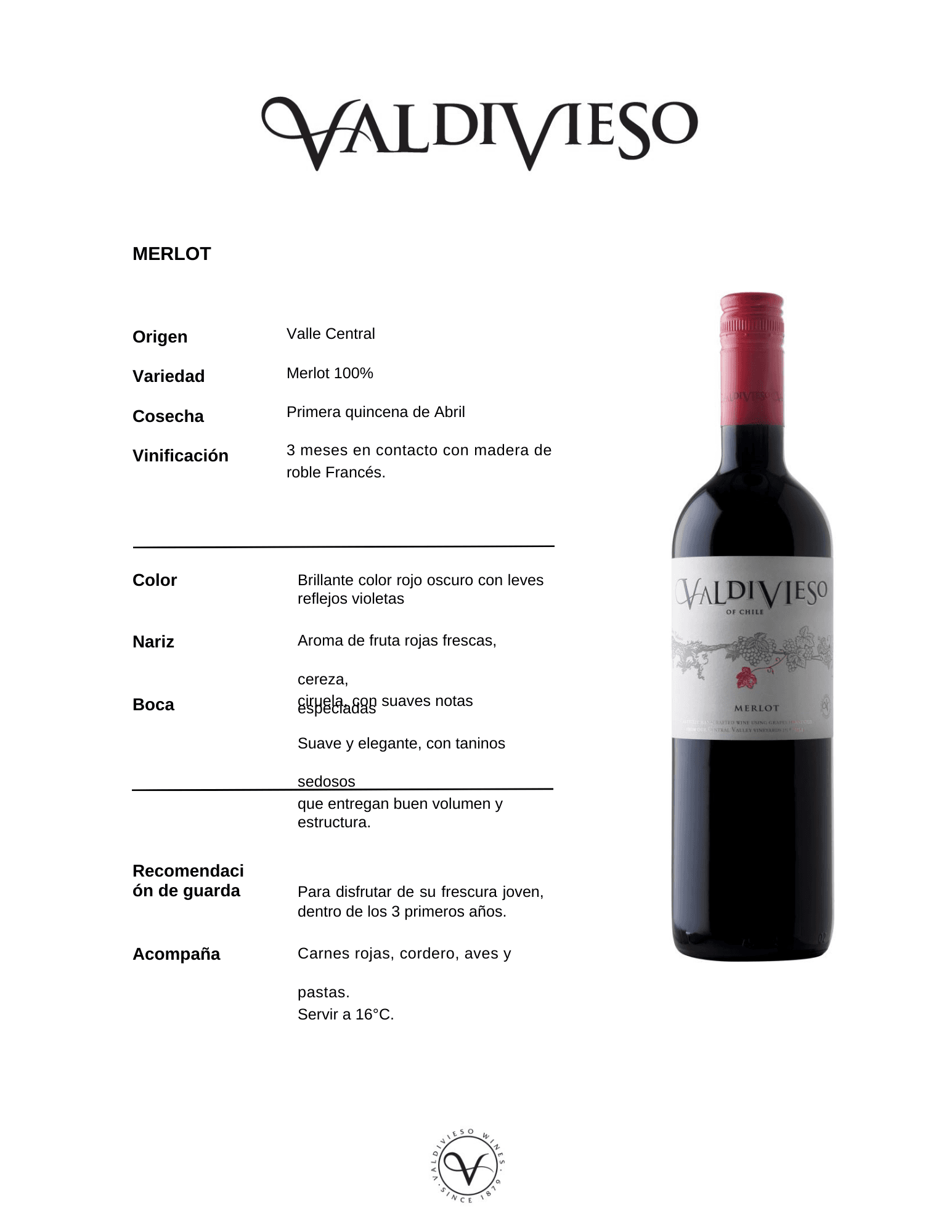 Chile Red Wine - Valdivieso Merlot - Hình ảnh 2